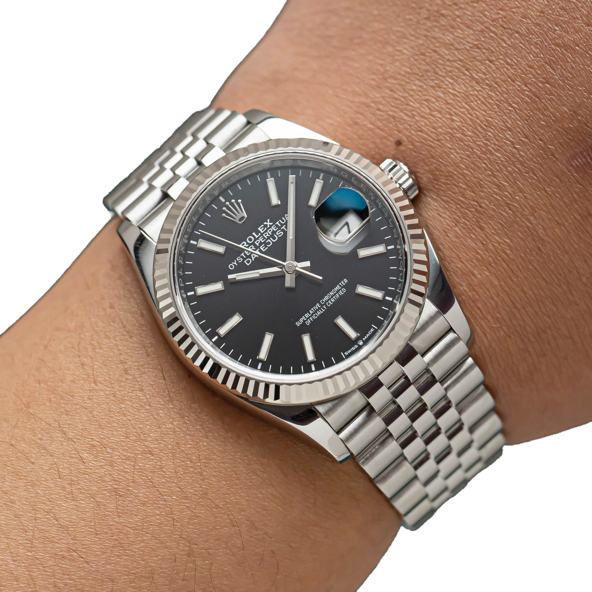 Datejust 41mm Steel White Gold Black Dial Mens Watch m126334-0018