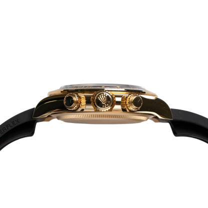 Daytona 40mm Yellow Gold Black and Golden Diamond Dial Oysterflex 126518LN