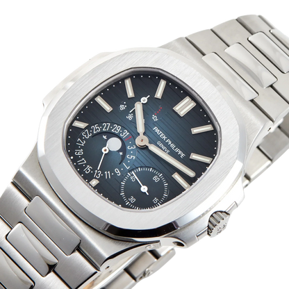 Nautilus 40mm 5712/1A-001 Moon Phase Power Reserve Stainless Steel Blue Dial