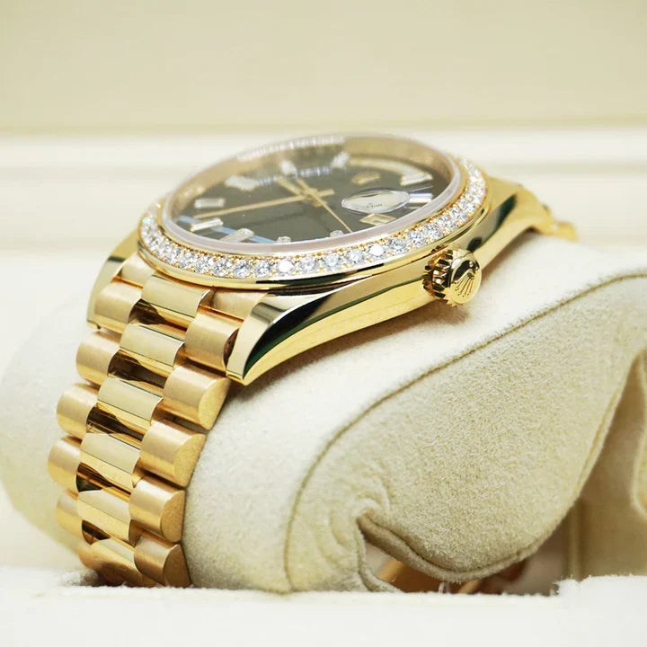 Day-Date 40mm Presidential 228348RBR Diamond Bezel Baguette Black Dial