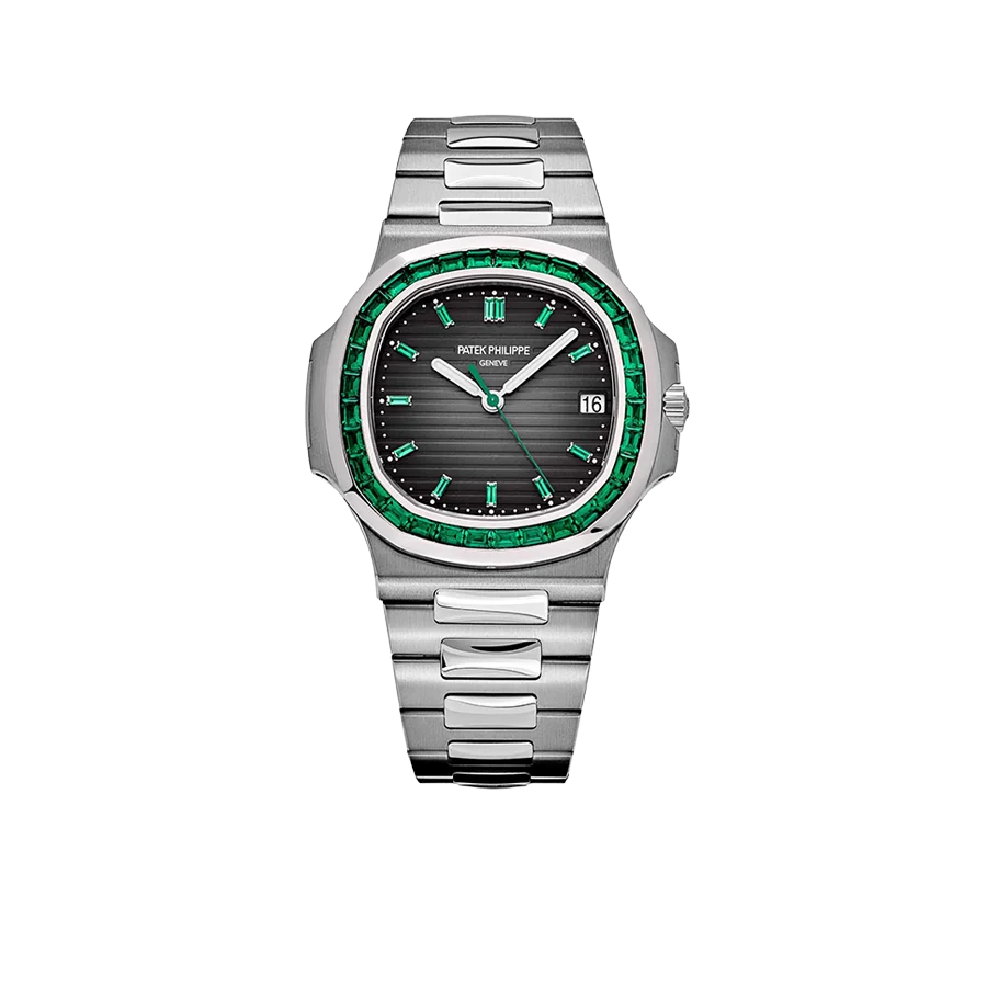 Nautilus 40mm 5711/113P-001 Platinum Charcoal Gray Dial Emerald Bezel