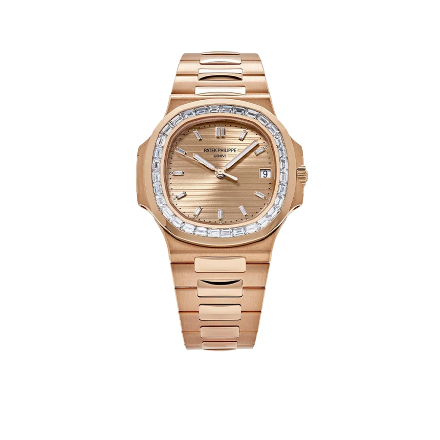 Nautilus 40mm 5723/1R-001 Rose Gold Rose-Gilt Dial Baguette Diamond Bezel