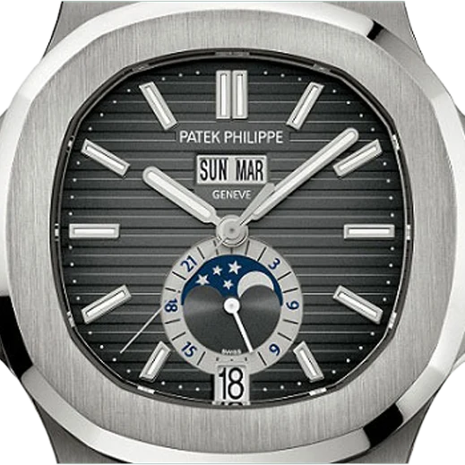 Nautilus 40mm 5726/1A-001 Annual Calendar Moon Phases Stainless Steel Gray Dial