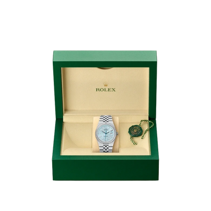 Land-Dweller Oyster 40mm Platinum & Diamonds Ice Blue Honeycomb Motif Dial M127386TBR-0001