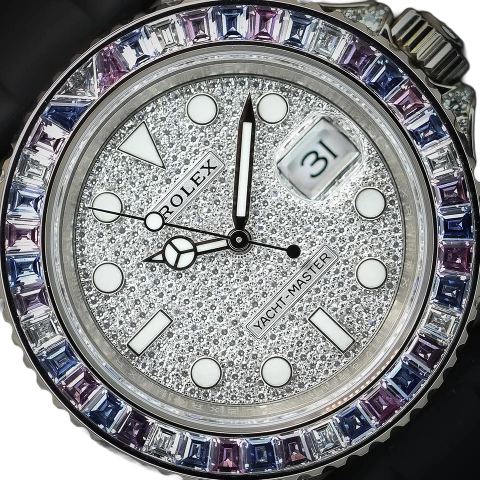 Yacht-Master Cotton Candy 40mm Paved Diamonds White Gold Oysterflex 126679SABR
