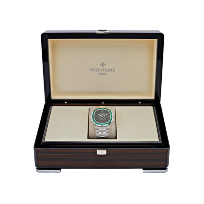 Nautilus 40mm 5711/113P-001 Platinum Charcoal Gray Dial Emerald Bezel