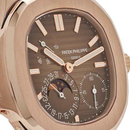 Nautilus 40mm 5712/1R-001 Moon Phase Power Reserve Rose Gold Brown Dial