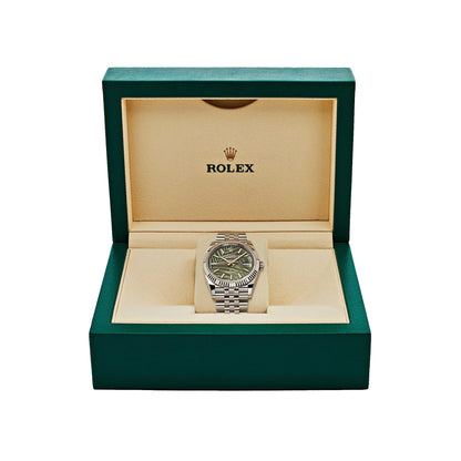 Rolex Datejust 36mm 126234 Stainless Steel Olive Green Palm Motif Dial