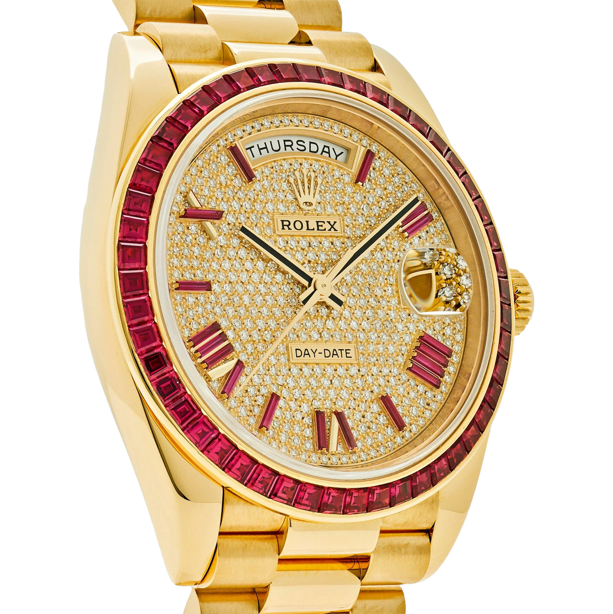 Day-Date 40 228398TRU Yellow Gold Roman Dial Ruby Bezel
