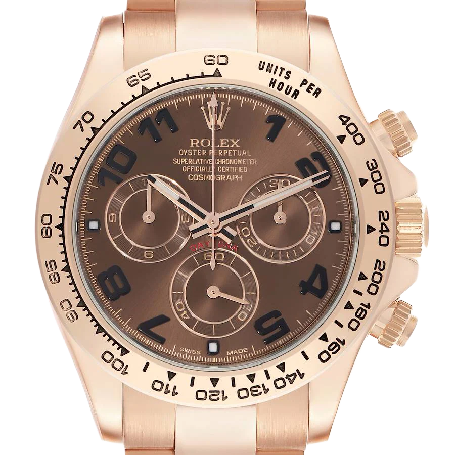 Daytona 40mm Chocolate Brown Dial Rose Gold Mens Watch 116505-0011
