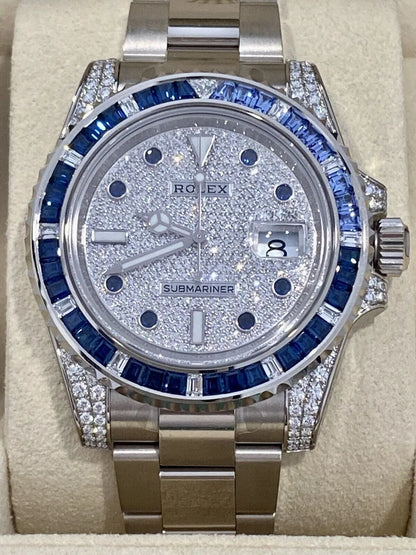 Rolex Submariner Date Watch 40mm - Sapphire And Diamond Bezel - Diamond Paved Dial - 116659SABR
